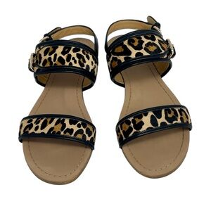 Coach Canal Flat Sandals Leopard Calf Hair Size 9